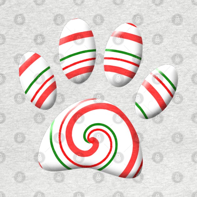 Peppermint Swirl Dog Paw In Red Green White by Braznyc